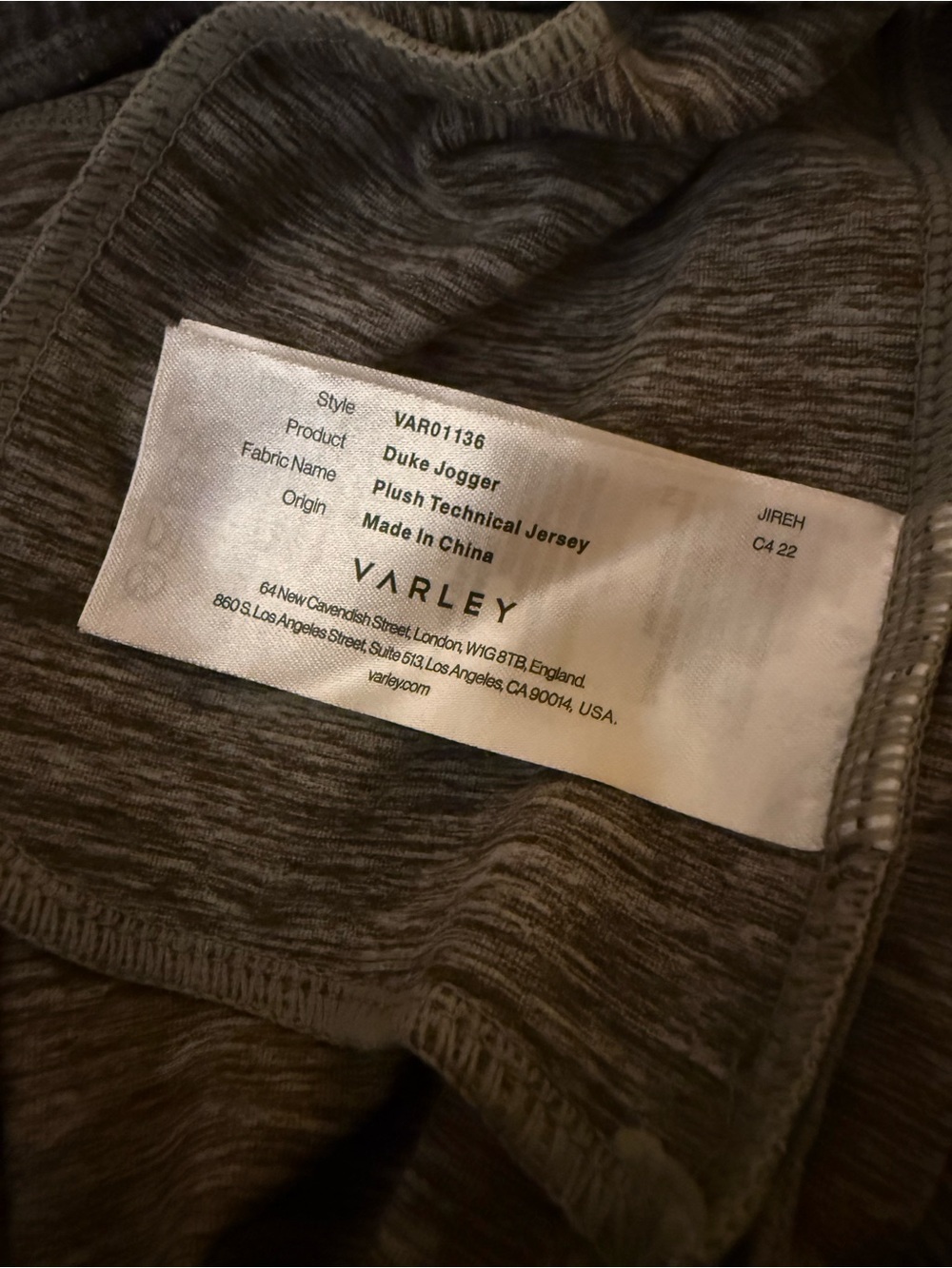 Varley Duke Joggers Plum Kitten Marl Plush Technical Jersey Knit Size Large - Picture 11 of 11